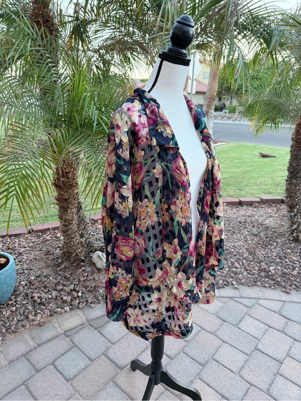 Delta Burke Floral Open Kimono/ Duster in Multicolor